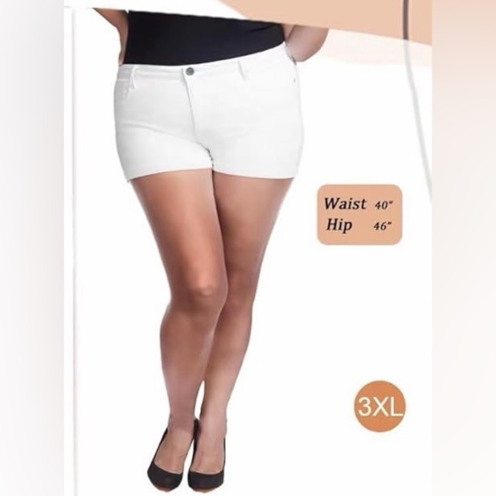 Hybrid & Company Women's Hyper Stretch Skinny White HighWaist Jean Shorts 3X NWT